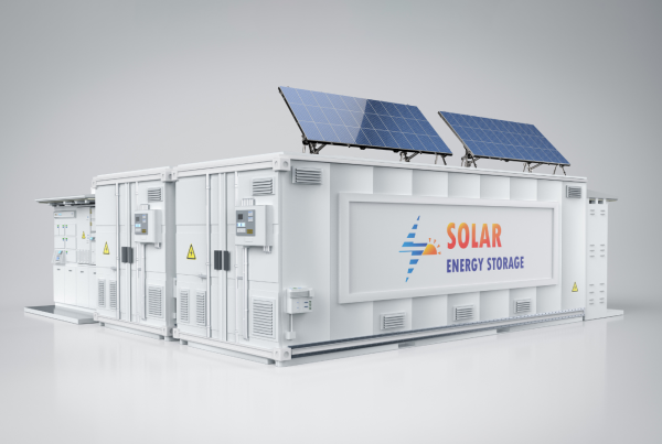 Solar energy storage system with battery containers and rooftop solar panels for backup power