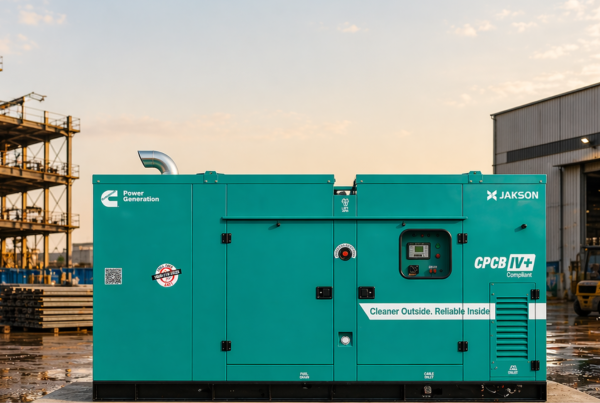 Diesel generator for industrial and home backup power by Jakson, CPCB IV+ compliant green generator